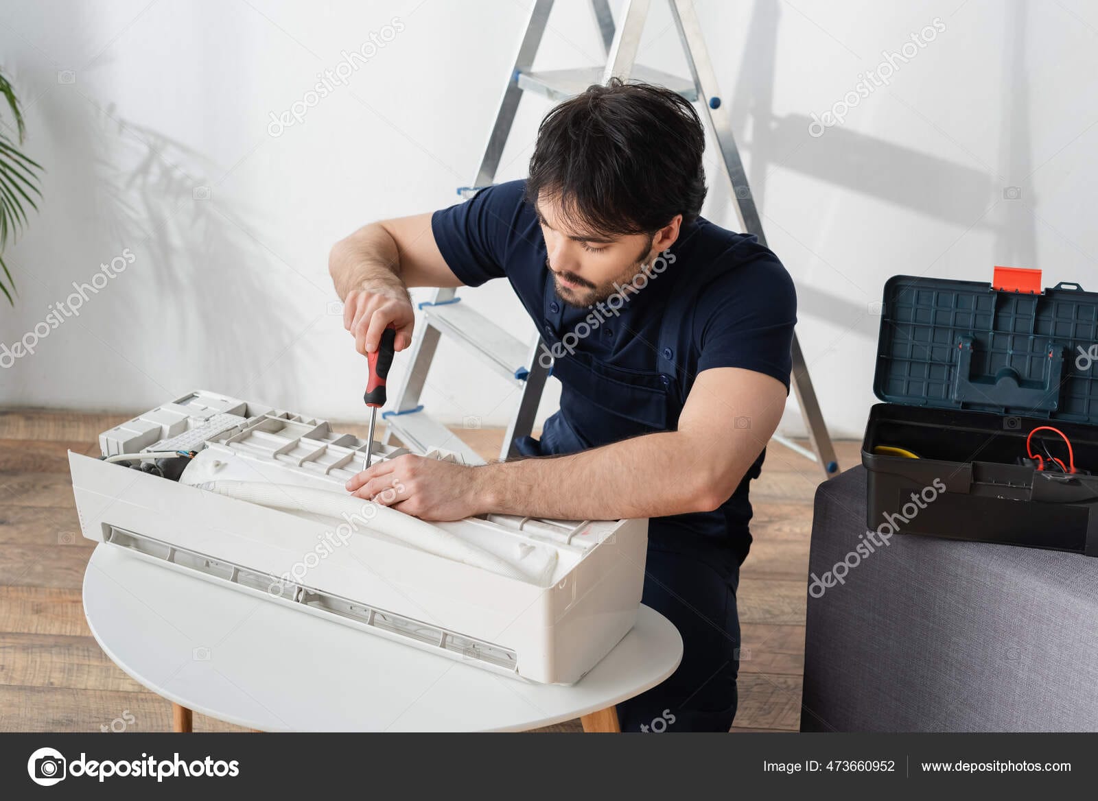 Depositphotos 473660952 Stock Photo Young Handyman Overalls Holding Screwdriver